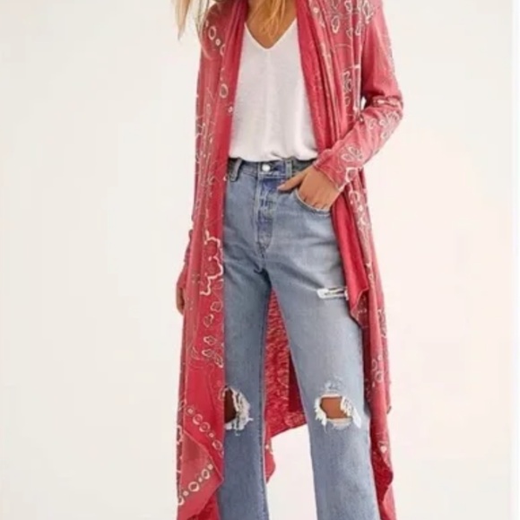 Magnolia Pearl Paisley Print Long Cardigan/Duster - Picture 5 of 7